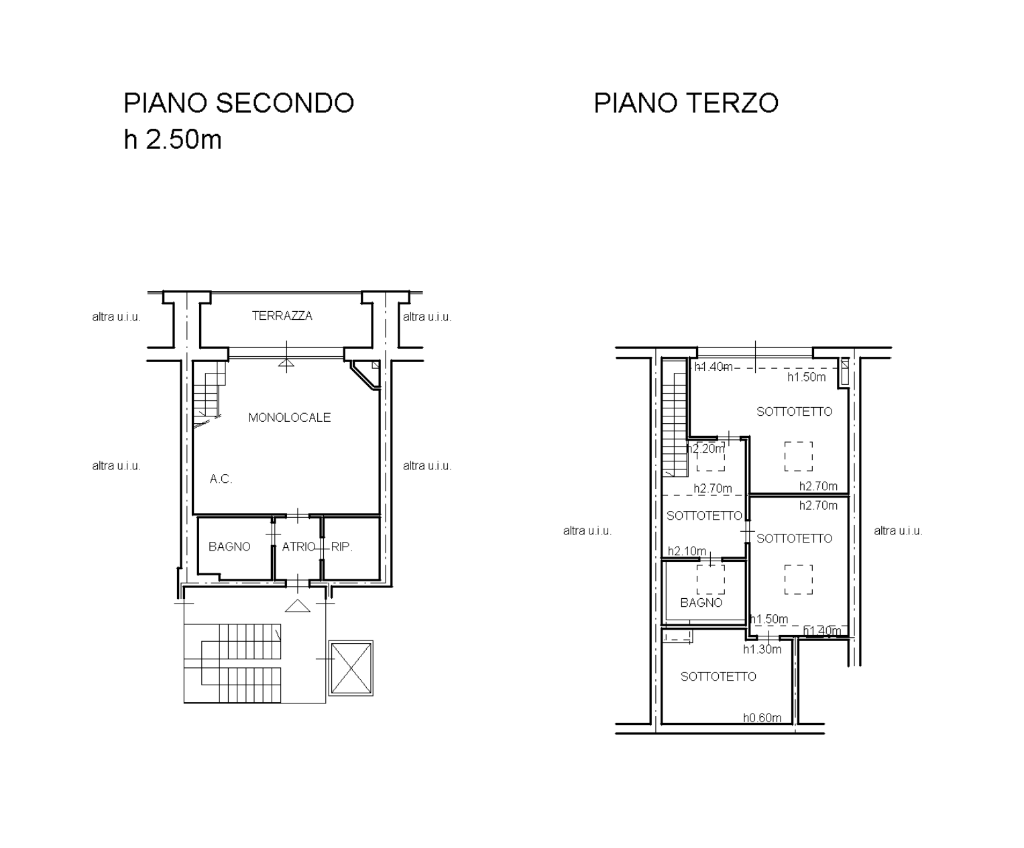 Planimetria Residence Cave Loft – Piano Secondo e Piano Terzo